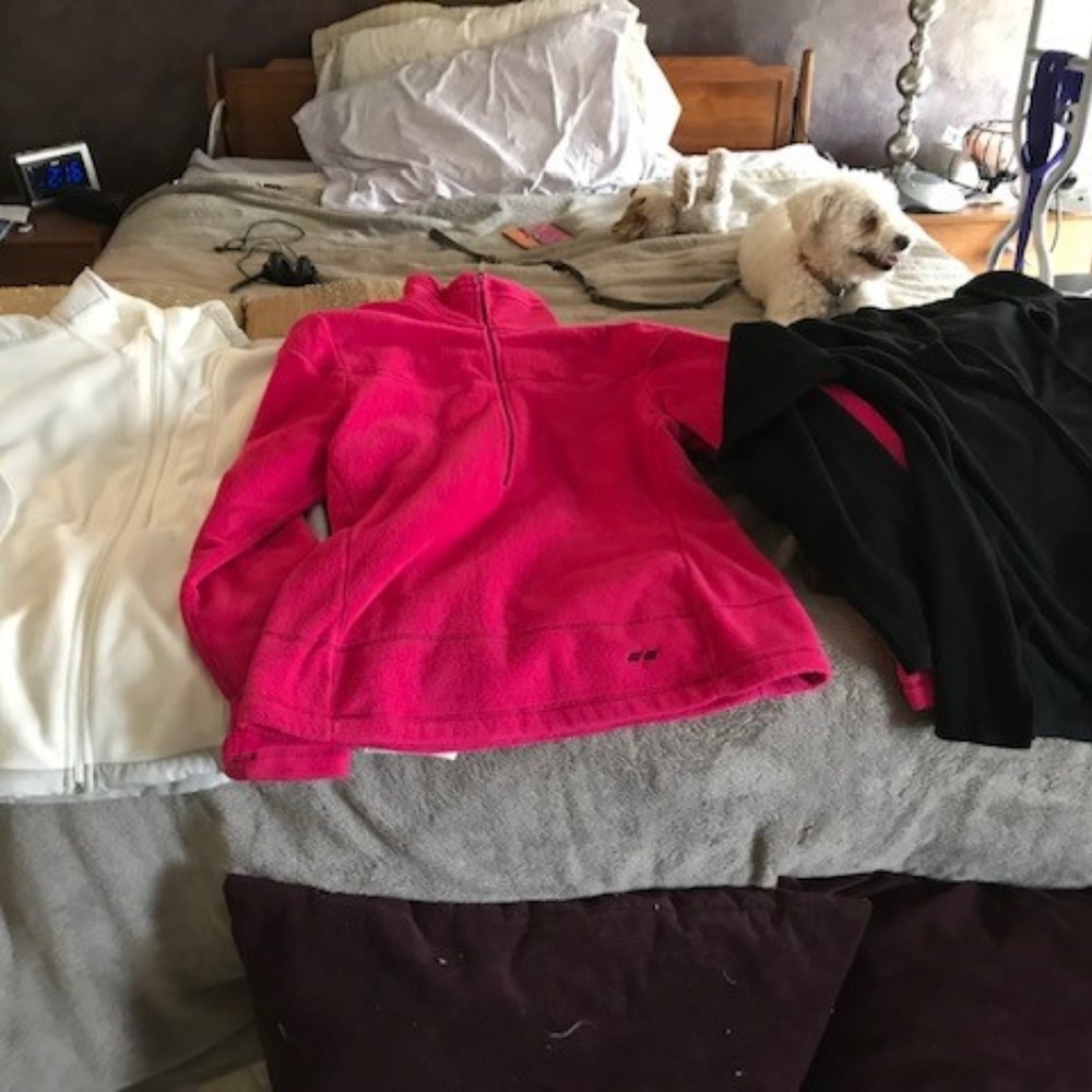 warm pullovers and one zip up